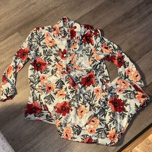 Max studio Floral Pajama Set with Red and Orange Flowers